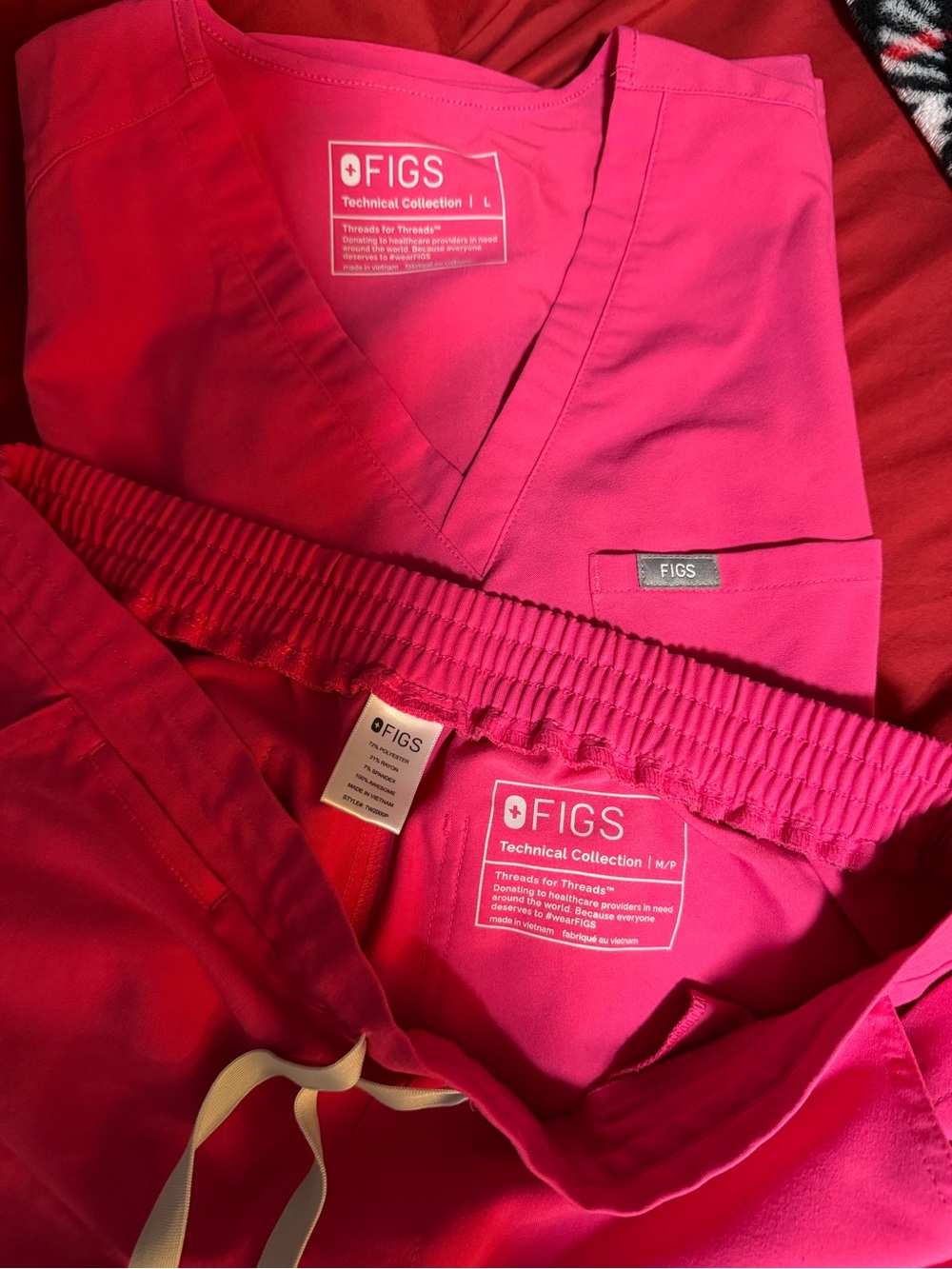 FIGS Women's Two-Piece Scrub Set in Hot Pink
